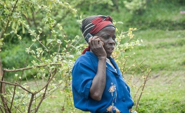 Woman on mobile phone, Rwanda 