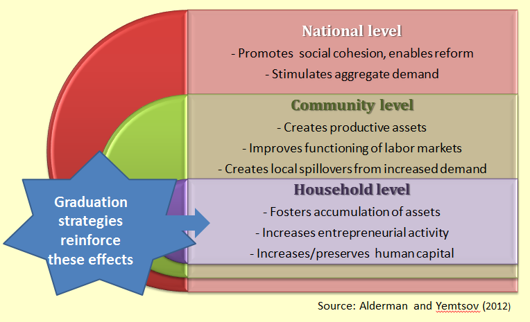 Graphic showing social assistance support of inclusive growth.