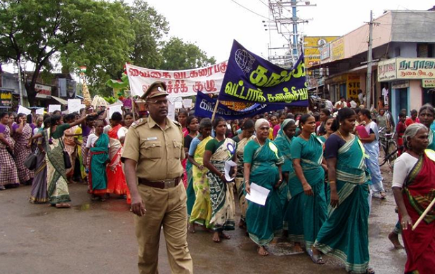 Women at a self-help group rally in Madurai, India.