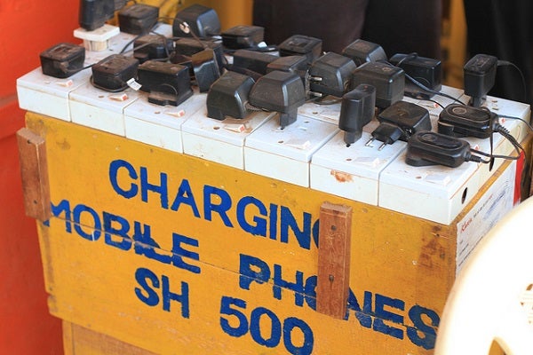 A mobile charging station in Uganda