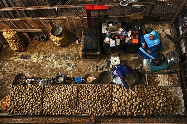 Potato merchant in Indonesia
