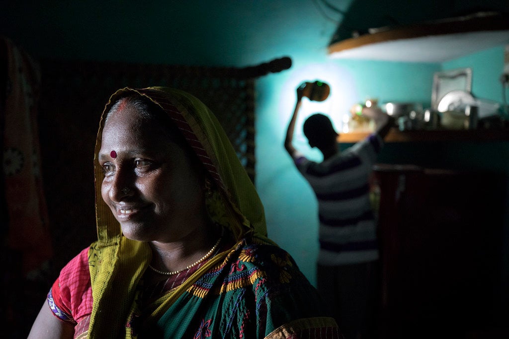A home lit by solar power in India. Photo: Dominic Chavez, IFC
