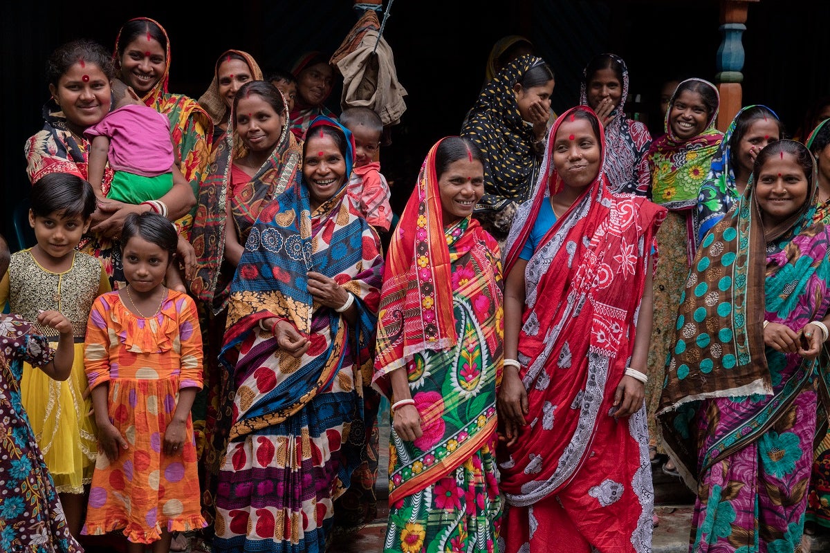 Women and children in Sahabatpur village in Bangladesh