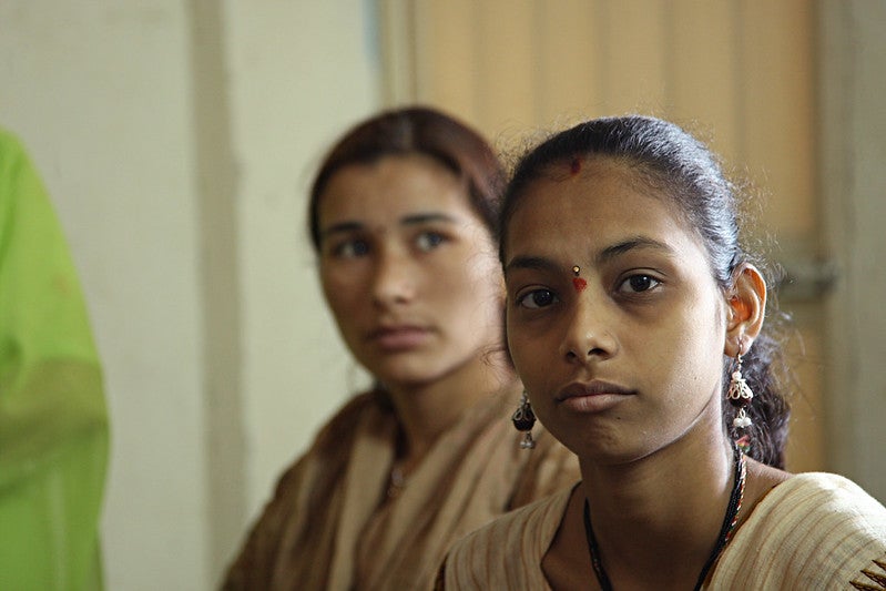 Portrait of two young women in Mumbai, India