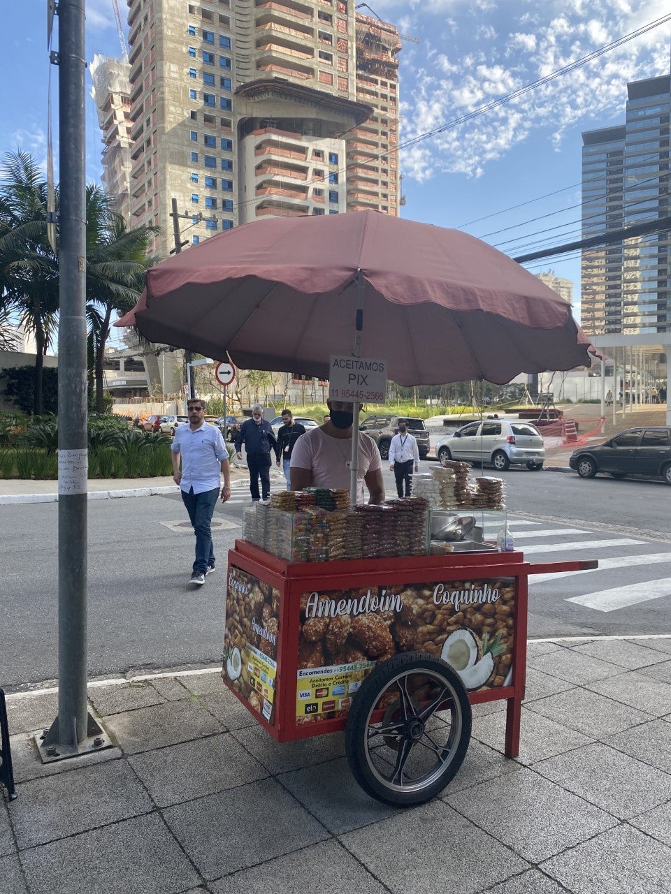 A street food vendor in Brazil