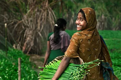 Young woman working in a rural area