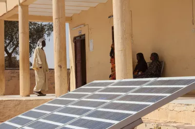 Solar panel outside a health facility in Sudan
