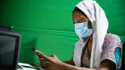 Woman wears mask during COVID-19 pandemic in Mali